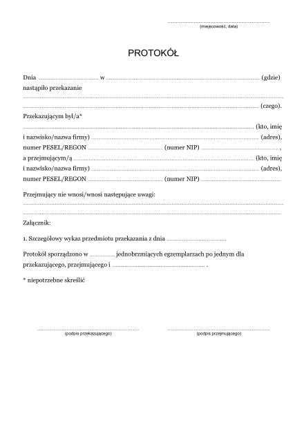 Social Trends Protokol z przekazania samochodu sluzbowego Social Trends Protokol z przekazania samochodu sluzbowego