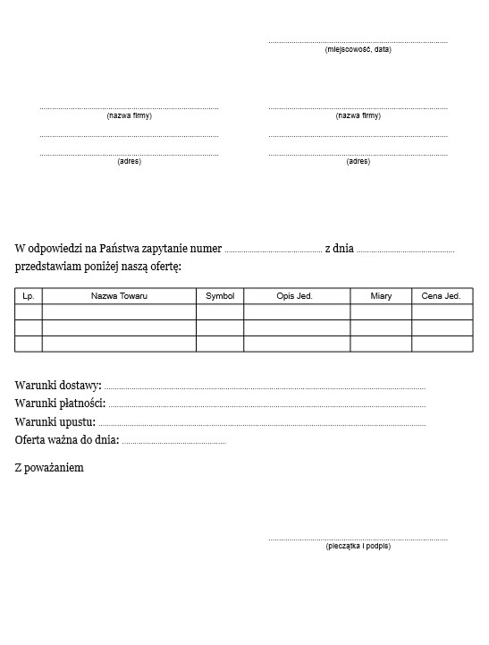 Oferta Handlowa Wz r Pisma Oferta Handlowa Wz r Pisma