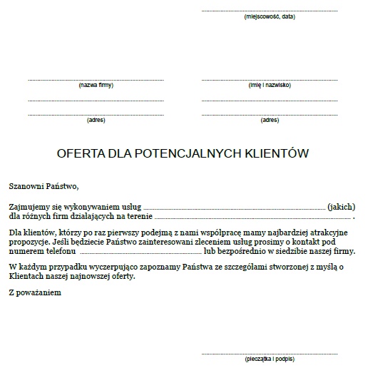Oferta Handlowa Wz r Pisma Oferta Handlowa Wz r Pisma